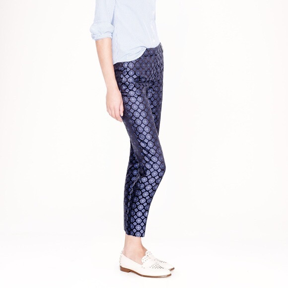 NWT J. Crew Cafe Capri silk jacquard pants size 00 - Picture 3 of 5